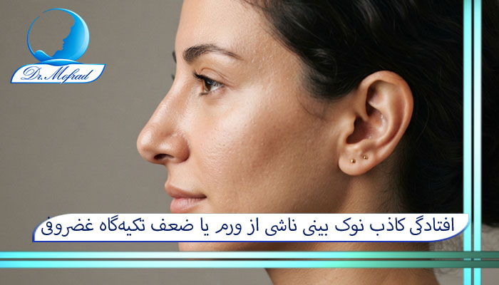 افتادگی کاذب نوک بینی ناشی از ورم یا ضعف تکیه‌گاه غضروفی