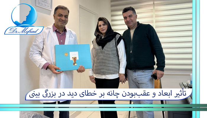 تأثیر ابعاد و عقب‌بودن چانه بر خطای دید در بزرگی بینی (پروفیلوپلاستی)