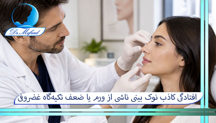 افتادگی کاذب نوک بینی ناشی از ورم یا ضعف تکیه‌گاه غضروفی